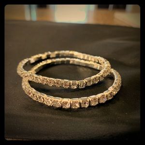 Two crystal diamond stud bracelets